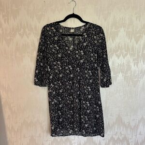 Old Navy Black & White Floral Midi Dress